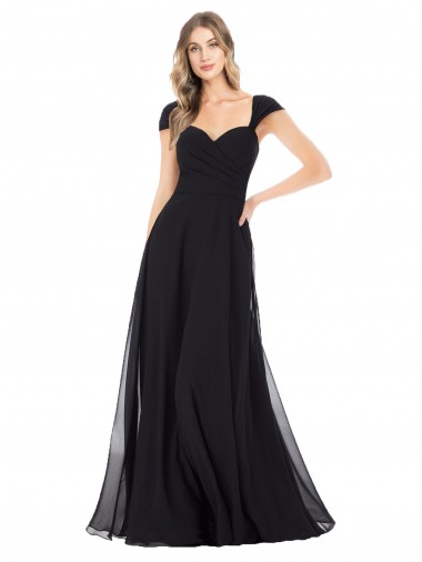 Soft Chiffon Sweetheart A-Line Black Bridesmaid Dress Derby