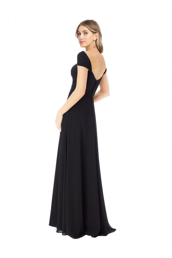 Soft Chiffon Sweetheart A-Line Black Bridesmaid Dress Derby