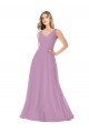 Soft Chiffon V-Neck A-Line Dark Lavender Bridal Party Dress Derby