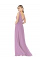 Soft Chiffon V-Neck A-Line Dark Lavender Bridal Party Dress Derby