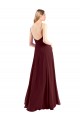 Chiffon V-Neck Low Back A-Line Burgundy Gold Bridesmaid Dress Derby