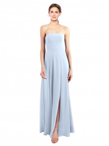 Soft Chiffon Strapless A-Line Light Sky Blue Bridesmaid Dress Derby