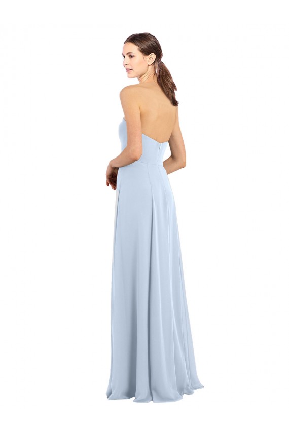 Soft Chiffon Strapless A-Line Light Sky Blue Bridesmaid Dress Derby
