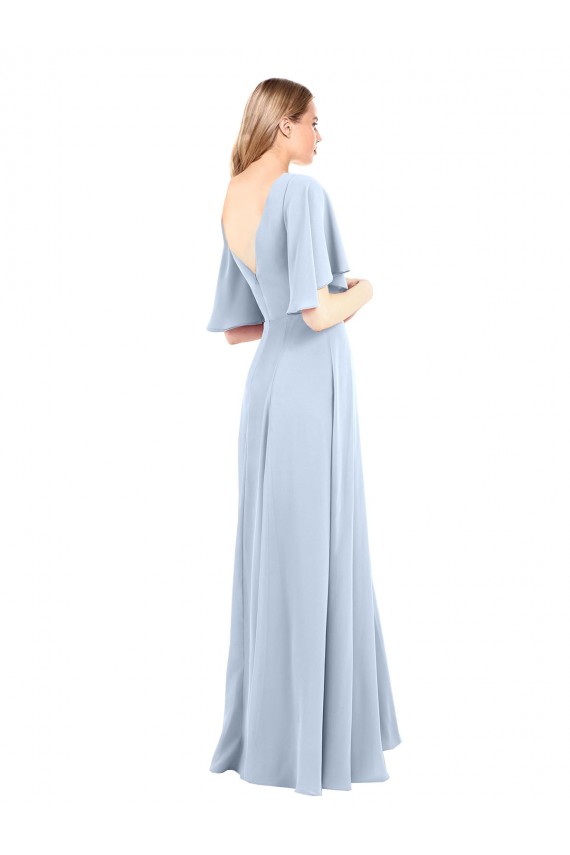 Chiffon V-Neck V-Back A-Line Light Sky Blue Bridesmaid Dress / Evening Dress Derby