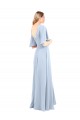 Chiffon V-Neck V-Back A-Line Light Sky Blue Bridesmaid Dress / Evening Dress Derby