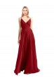 Luxe Chiffon V-Neck V-Back A-Line Red Bridesmaid Dress Derby