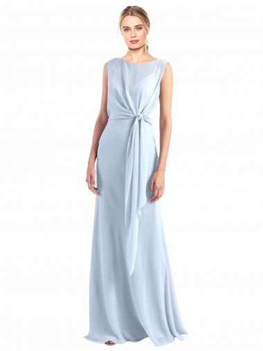 Chiffon V-Neck Keyhole Back A-Line Light Sky Blue Bridesmaid Dress / Evening Gowns Derby