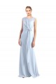Chiffon V-Neck Keyhole Back A-Line Light Sky Blue Bridesmaid Dress / Evening Gowns Derby
