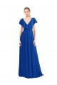 Soft Chiffon V-Neck V-Back A-Line Royal Blue Bridesmaid Dress Derby