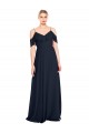 Lxue Chiffon V-Neck V-Back A-Line Dark Navy Bridesmaid Dress Derby