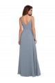 Soft Chiffon Cowl Neck V-Back A-Line Dusty Blue Formal Dress / Bridesmaid Dress Derby