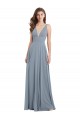 Chiffon V-Neck V-Back A-Line Dusty Blue Bridesmaid Dress / Evening Gowns Derby