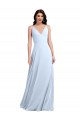 Soft Chiffon V-Neck V-Back A-Line Light Sky Blue Evening Dress / Bridesmaid Dress Derby