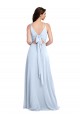 Soft Chiffon V-Neck V-Back A-Line Light Sky Blue Evening Dress / Bridesmaid Dress Derby