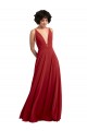 Lxue Chiffon V-Neck V-Back A-Line Red Bridesmaid Dress Derby
