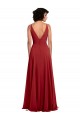 Lxue Chiffon V-Neck V-Back A-Line Red Bridesmaid Dress Derby