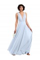Soft Chiffon V-Neck A-Line Light Sky Blue Bridesmaid Dresses Derby