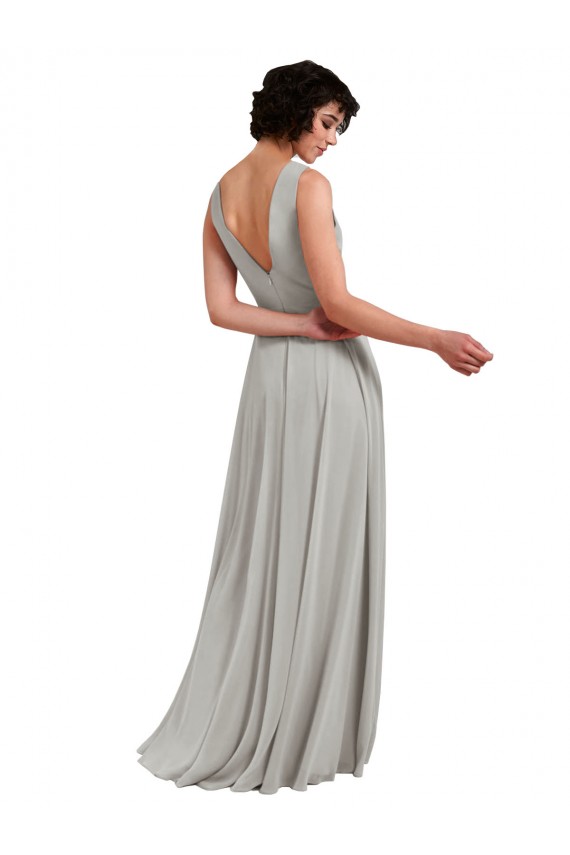 Soft Chiffon V-Neck A-Line Light Sky Blue Bridesmaid Dresses Derby