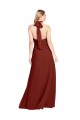 Soft Chiffon High Neck Open Back A-Line Burgundy Prom Dress / Bridesmaid Dress Derby