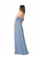 Chiffon Sweetheart Low Back A-Line Dusty Blue Wedding Party Dress Derby