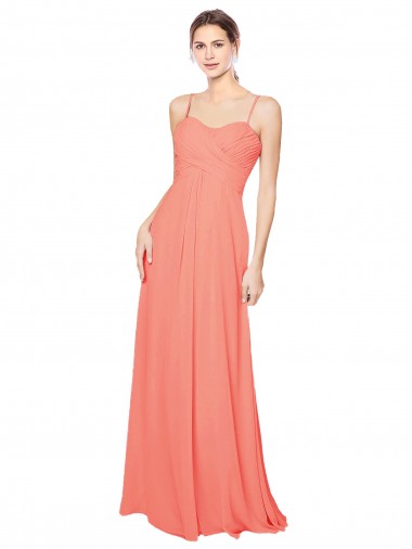 Soft Chiffon Sweetheart Open Back A-Line Coral Bridesmaid Dress Derby