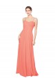 Soft Chiffon Sweetheart Open Back A-Line Coral Bridesmaid Dress Derby