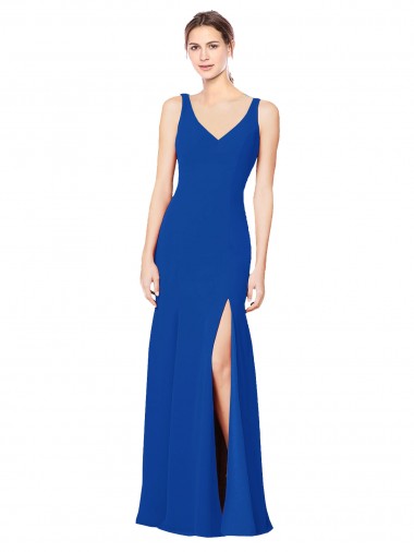 Chiffon Sweetheart Low Back Sheath Royal Blue Bridesmaid Dress / Evening Dress Derby