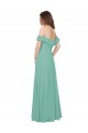 Soft Chiffon Off the Shoulder Open Back A-Line Jade Bridesmaid Dress Derby