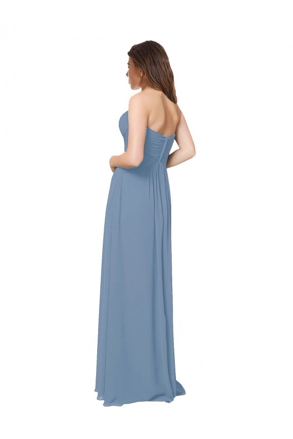 Chiffon Sweetheart Low Back A-Line Dusty Blue Bridesmaid Dress / Evening Gowns Derby