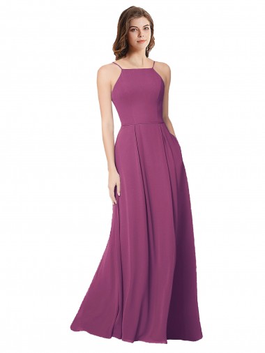 Soft Chiffon Strapless Open Back A-Line Wild Berry Bridesmaid Dress Derby
