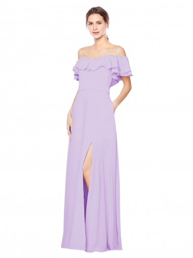 Soft Chiffon Strapless Low Back A-Line Lilac Bridesmaid Dress Derby