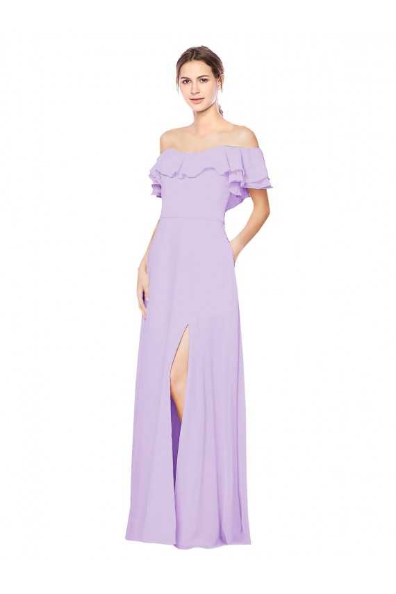 Soft Chiffon Strapless Low Back A-Line Lilac Bridesmaid Dress Derby