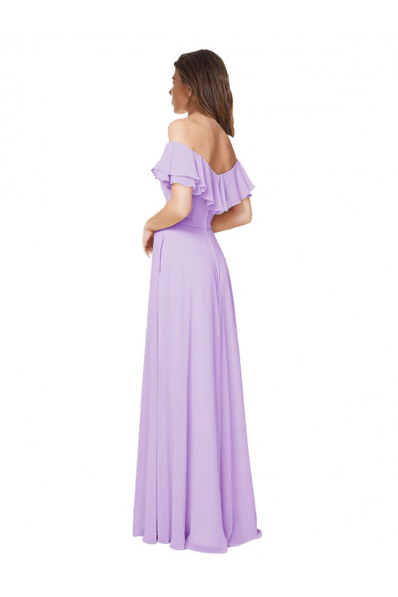 Soft Chiffon Strapless Low Back A-Line Lilac Bridesmaid Dress Derby