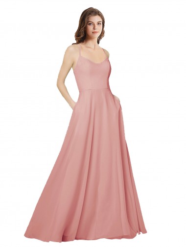 Soft Chiffon Strapless Open Back A-Line Bliss Pink Bridesmaid Dress Derby