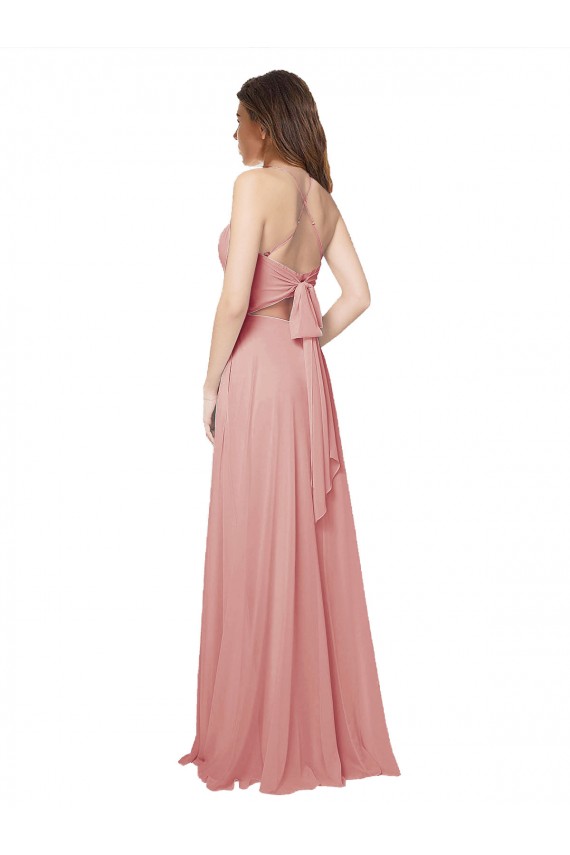 Soft Chiffon Strapless Open Back A-Line Bliss Pink Bridesmaid Dress Derby