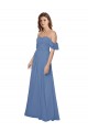 Soft Chiffon Strapless Open Back A-Line Windsor Blue Bridesmaid Dress Derby