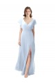 Soft Chiffon V-Neck Open Back A-Line Light Sky Blue Bridesmaid Dress / Formal Dress Derby