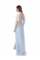 Soft Chiffon V-Neck Open Back A-Line Light Sky Blue Bridesmaid Dress / Formal Dress Derby