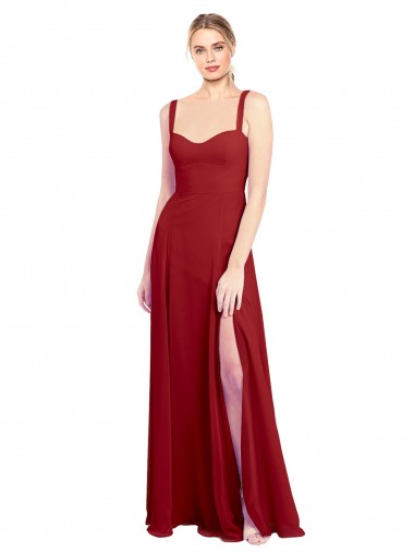 Soft Chiffon Sweetheart A-Line Red Bridesmaid Dress Derby