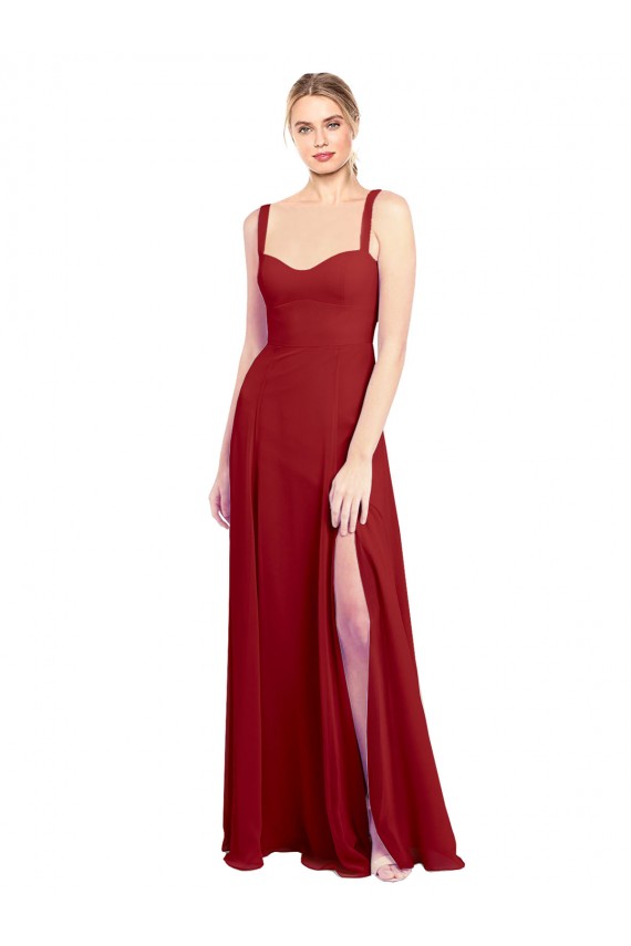 Soft Chiffon Sweetheart A-Line Red Bridesmaid Dress Derby