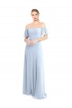 Soft Chiffon Square Neck V-Back A-Line Light Sky Blue Formal Dress / Bridesmaid Dress Derby