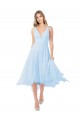 Soft Chiffon V-Neck Keyhole Back A-Line Light Sky Blue Bridesmaid Dress Derby