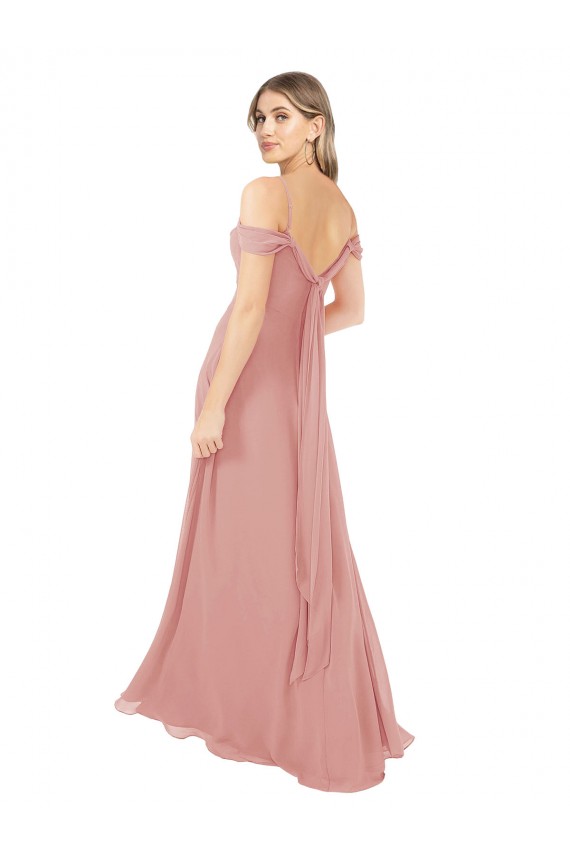 Soft Chiffon Scoop Neck A-Line Bliss Pink Bridal Party Dress Derby