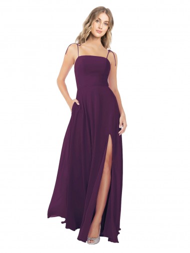 Soft Chiffon Strapless Keyhole Back A-Line Grape Bridesmaid Dress Derby