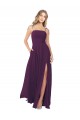 Soft Chiffon Strapless Keyhole Back A-Line Grape Bridesmaid Dress Derby