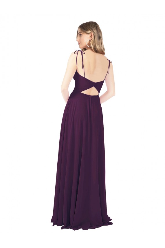 Soft Chiffon Strapless Keyhole Back A-Line Grape Bridesmaid Dress Derby