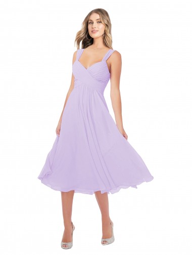 Soft Chiffon Sweetheart A-Line Lilac High Low Bridesmaid Dress Derby