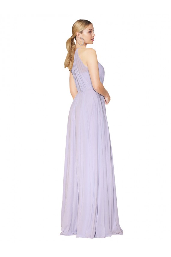 Soft Chiffon High Neck A-Line Lilac Formal Evening Gown / Prom Dress / Bridesmaid Dress Derby