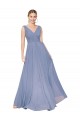 Soft Chiffon High Neck V-Back A-Line Dusty Blue Formal Evening Gown / Prom Dress / Bridesmaid Dress Derby
