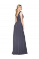 Soft Chiffon High Neck V-Back A-Line Dusty Blue Formal Evening Gown / Prom Dress / Bridesmaid Dress Derby